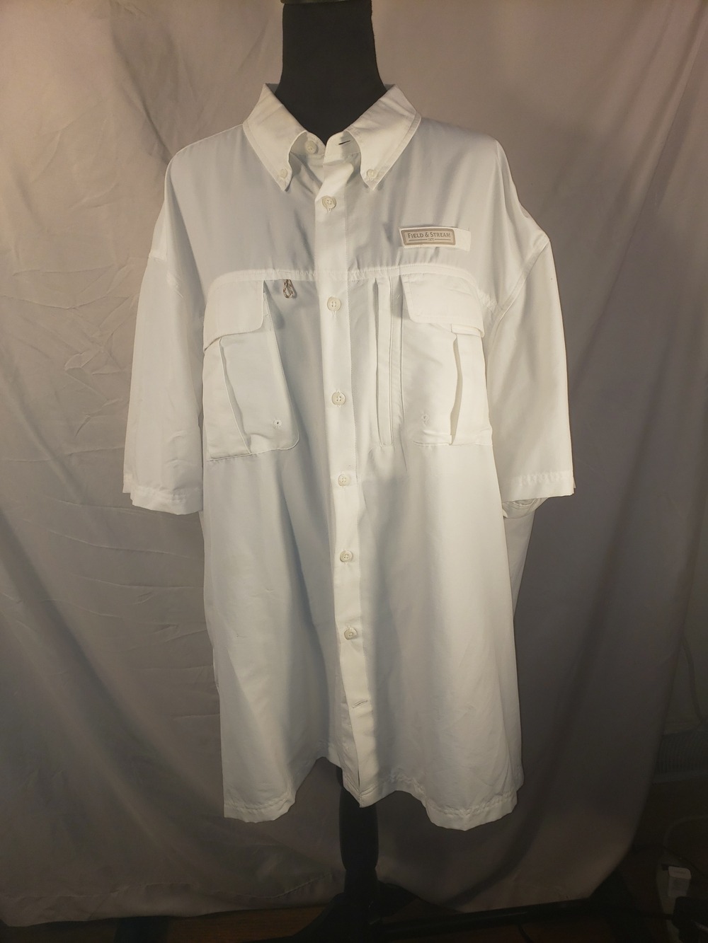 Field & Stream White Short-Sleeve Button-Down Casual Shirt XXL